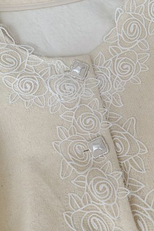 Beige Knitted Little Chanel Style Two-Piece Shirt and Skirt Fashion Set for Women - Elegant 90s Inspired Look