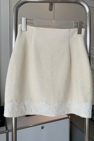 Beige Knitted Little Chanel Style Two-Piece Shirt and Skirt Fashion Set for Women - Elegant 90s Inspired Look