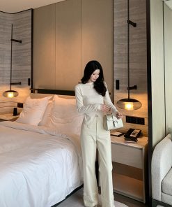 Beige Lace Waist Shaper Thick Knitted Base Layer Top for Women, Slimming Fitted Style, Perfect for Layering and Everyday Wear