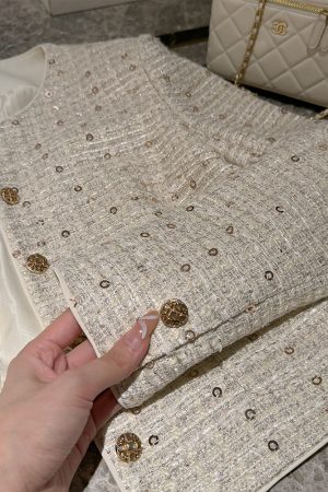 Beige Long Sleeve Jacket for Women, Chanel-style, High-End Quality, Versatile Spring Fashion, Elegant Layering Piece