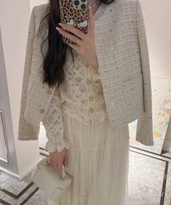 Beige Long Sleeve Jacket for Women, Chanel-style, High-End Quality, Versatile Spring Fashion, Elegant Layering Piece