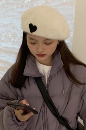 Beige Vintage Rabbit Fur Beret for Women, Autumn Winter Fashion, Japanese British Style Wool Painter's Hat, Trendy Warm Accessory