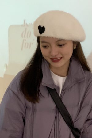 Beige Vintage Rabbit Fur Beret for Women, Autumn Winter Fashion, Japanese British Style Wool Painter's Hat, Trendy Warm Accessory
