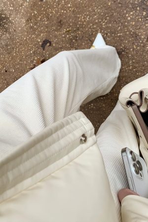 Beige Wide-Leg Corduroy Casual Pants for Women - Thickened Elegant Glutinous Rice Style - Trendy Streetwear Fashion
