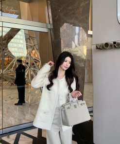 Beige Wool Short Chanel-Style Jacket for Women, High-End Loose Versatile Outerwear, Fashionable Layering Piece