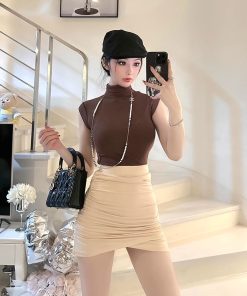 Big Sister Sleeveless Turtleneck Bodysuit - Versatile Basic Top for Women, Charming and Sexy Fashion Staple
