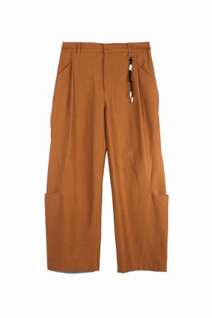 Black 3D Structure Pants with Brown Decorative Lines for a Bold Look - Trendy Y2K Style Fashion Bottoms