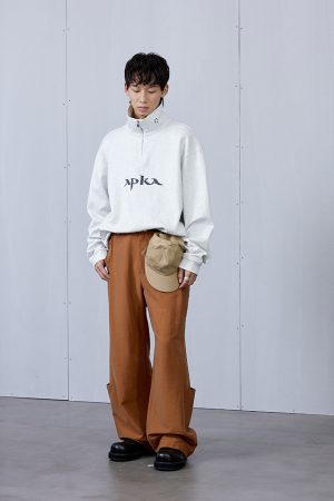 Black 3D Structure Pants with Brown Decorative Lines for a Bold Look - Trendy Y2K Style Fashion Bottoms