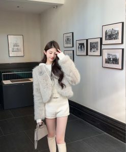 Black A-Line Woolen Shorts for Women - High Waist, 30% Wool, Petite Fit - Winter Fashion Essentials