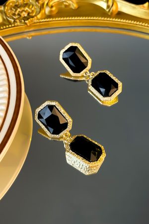 Black and Gold Two-Tone Crystal Inlaid Necklace, Collarbone Chain, European American Style, Gold-Plated Tassel, Statement Jewelry 2025