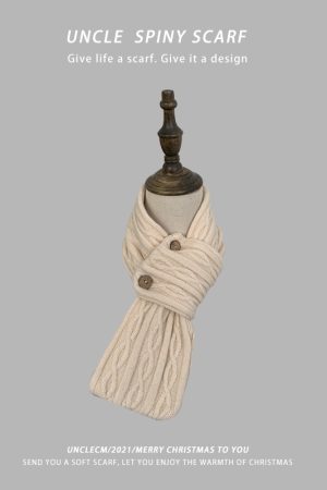 Black and White Checkered Knitted Scarf for Women - 2025 Winter Korean Style Versatile Shawl Neck Warmer