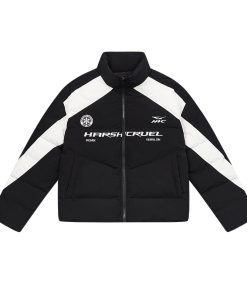 Black and White Color Block Splicing Racing Jacket - Self-Heating Graphene Cotton - Urban Street Style
