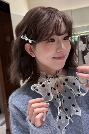 Black and White Polka Dot Silk Scarf Long Strip Organza Headband Neck Accessory â€“ High-End Quality, Chic Fashion Staple for Women