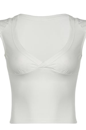 Black Basic V-Neck Mesh Spliced Short Sleeve T-Shirt - Versatile Sexy Low-Cut Waist-Defining Top for Women - Summer Essential