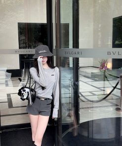 Black Bodycon High-Waisted Shorts for Women, Slimming Hot Pants with Belt, Early Autumn Style, Chic Fashion