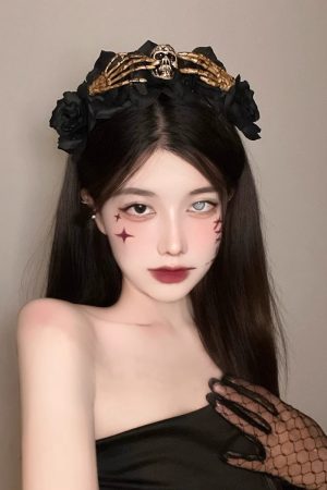 Black Bow Skull Ghost Claw Hair Clip for Women, Quirky Halloween Hair Accessory, Cosplay Costume Prop