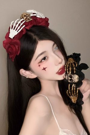 Black Bow Skull Ghost Claw Hair Clip for Women, Quirky Halloween Hair Accessory, Cosplay Costume Prop