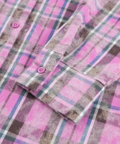 Black Clothes Fashion Woman, Highschool Outfits Dresscode - Pink Plaid Shirt