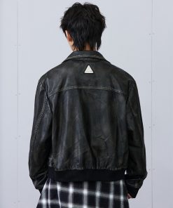 Black Distressed Faux Leather Jacket - Vintage Style, Edgy Fashion, Perfect for Layering, 90s Inspired Outerwear