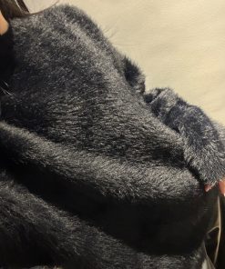 Black Faux Mink Fur Sweater - Luxurious Plush Knitted Pullover Top for Cozy Lazy Style Fashion