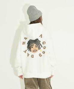 Black Fleece Hoodie with Dreadlocks Design | American Hip-Hop Style, Trendy Streetwear for Urban Fashion Enthusiasts