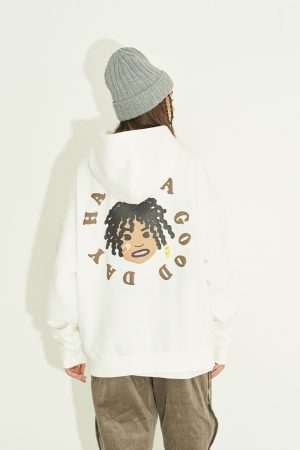 Black Fleece Hoodie with Dreadlocks Design | American Hip-Hop Style, Trendy Streetwear for Urban Fashion Enthusiasts
