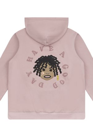 Black Fleece Hoodie with Dreadlocks Design | American Hip-Hop Style, Trendy Streetwear for Urban Fashion Enthusiasts