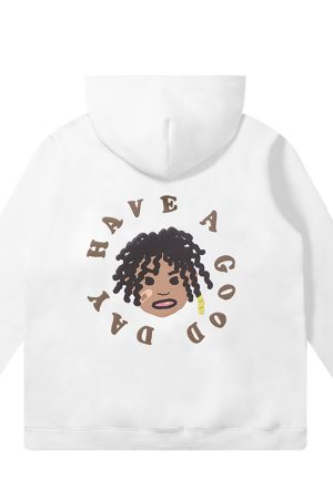 Black Fleece Hoodie with Dreadlocks Design | American Hip-Hop Style, Trendy Streetwear for Urban Fashion Enthusiasts
