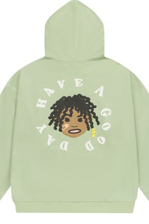Black Fleece Hoodie with Dreadlocks Design | American Hip-Hop Style, Trendy Streetwear for Urban Fashion Enthusiasts