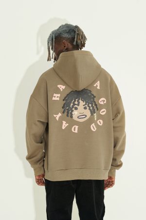 Black Fleece Hoodie with Dreadlocks Design | American Hip-Hop Style, Trendy Streetwear for Urban Fashion Enthusiasts