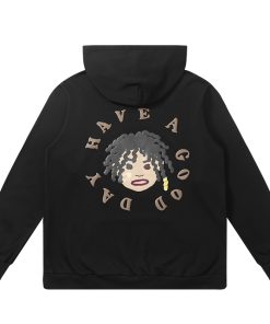 Black Fleece Hoodie with Dreadlocks Design | American Hip-Hop Style, Trendy Streetwear for Urban Fashion Enthusiasts