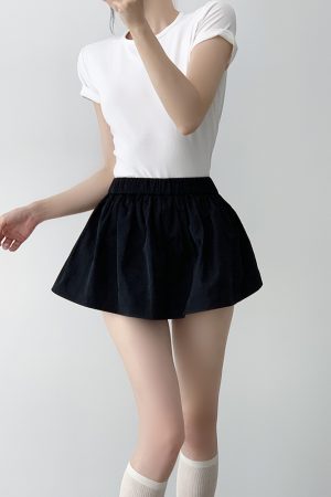 Black Floral A-Line Half Skirt - 2025 Summer Puff Skirt, Anti-Exposure Design, Trendy Korean Style