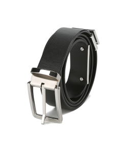 Black Logo Leather Belt with Roaring Beast Design - Trendy Fashion Accessory for Stylish Outfits