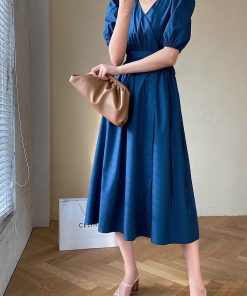 Black Long Sleeves Outfit, Outfit Must Haves List - Puff Sleeve Wrap Midi Dress