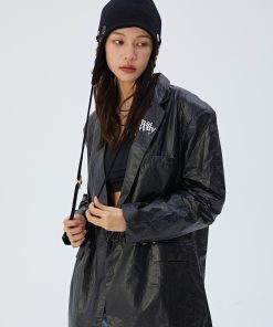 Black Loose Coat with Niche Design, High-End DuPont Paper, Casual National Trend Suit for Modern Style Enthusiasts