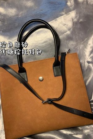 Black Matte Retro Oversized Tote Bag - Autumn Winter Shoulder Crossbody Style, Large Capacity, Trendy 2025 Design