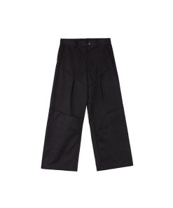Black Oversized Wide-Leg Pants with Diagonal Structure - Trendy Y2K Style Fashion Trousers for Effortless Chic Looks