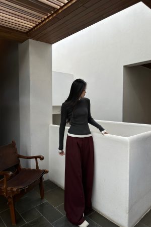 Black Pleated Wide-Leg Suit Pants in Ultra-Thick TR Fabric - Spring/Summer 2025 Fashion, Trendy and Stylish for Effortless Elegance