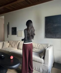 Black Pleated Wide-Leg Suit Pants in Ultra-Thick TR Fabric - Spring/Summer 2025 Fashion, Trendy and Stylish for Effortless Elegance