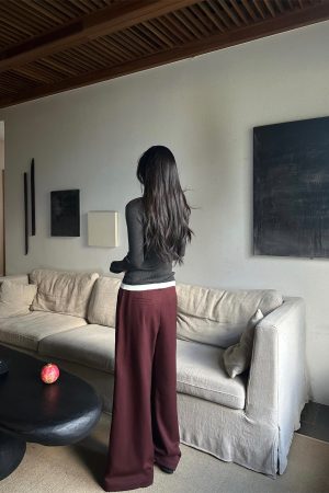 Black Pleated Wide-Leg Suit Pants in Ultra-Thick TR Fabric - Spring/Summer 2025 Fashion, Trendy and Stylish for Effortless Elegance