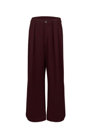 Black Pleated Wide-Leg Suit Pants in Ultra-Thick TR Fabric - Spring/Summer 2025 Fashion, Trendy and Stylish for Effortless Elegance