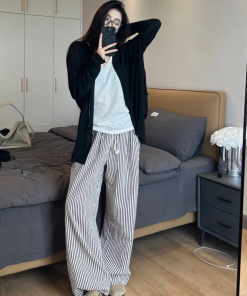 Black Sheer Long Sleeve Cardigan for Women, Lightweight Summer Outerwear, Loose Fit Breathable Air Conditioning Jacket