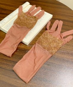 Black Silk Gloves and Ultra-Thin Lace Sleeve Set, Sensual Shiny Finger-Segmented Stockings for Brides, Elegant Wedding Accessories