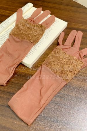 Black Silk Gloves and Ultra-Thin Lace Sleeve Set, Sensual Shiny Finger-Segmented Stockings for Brides, Elegant Wedding Accessories