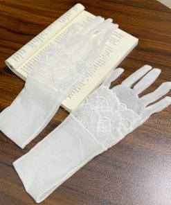 Black Silk Gloves and Ultra-Thin Lace Sleeve Set, Sensual Shiny Finger-Segmented Stockings for Brides, Elegant Wedding Accessories