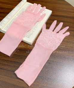 Black Silk Gloves and Ultra-Thin Lace Sleeve Set, Sensual Shiny Finger-Segmented Stockings for Brides, Elegant Wedding Accessories