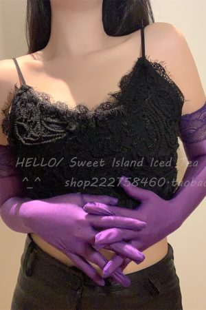 Black Silk Gloves and Ultra-Thin Lace Sleeve Set, Sensual Shiny Finger-Segmented Stockings for Brides, Elegant Wedding Accessories