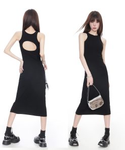 Black Sleeveless Bodycon Dress for Women, Backless Sexy Little Black Dress for Night Out, Party, or Cocktail Events