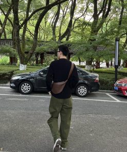 Black Slim-Fit Long Sleeve Cardigan for Men - 2025 Autumn Loose Knit Jacket, Trendy Casual Layering Piece