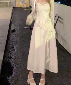 Black Spaghetti Strap Dress for Women - French Style, Waist-Cinching, Irregular Ruffled Short Skirt, Summer Fashion Essential